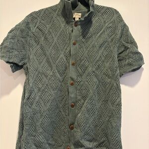Men’s J. Crew Olive Knit Shortsleeved Buttondown